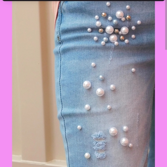 Pearl Studded Jeans - Picture 2 of 2